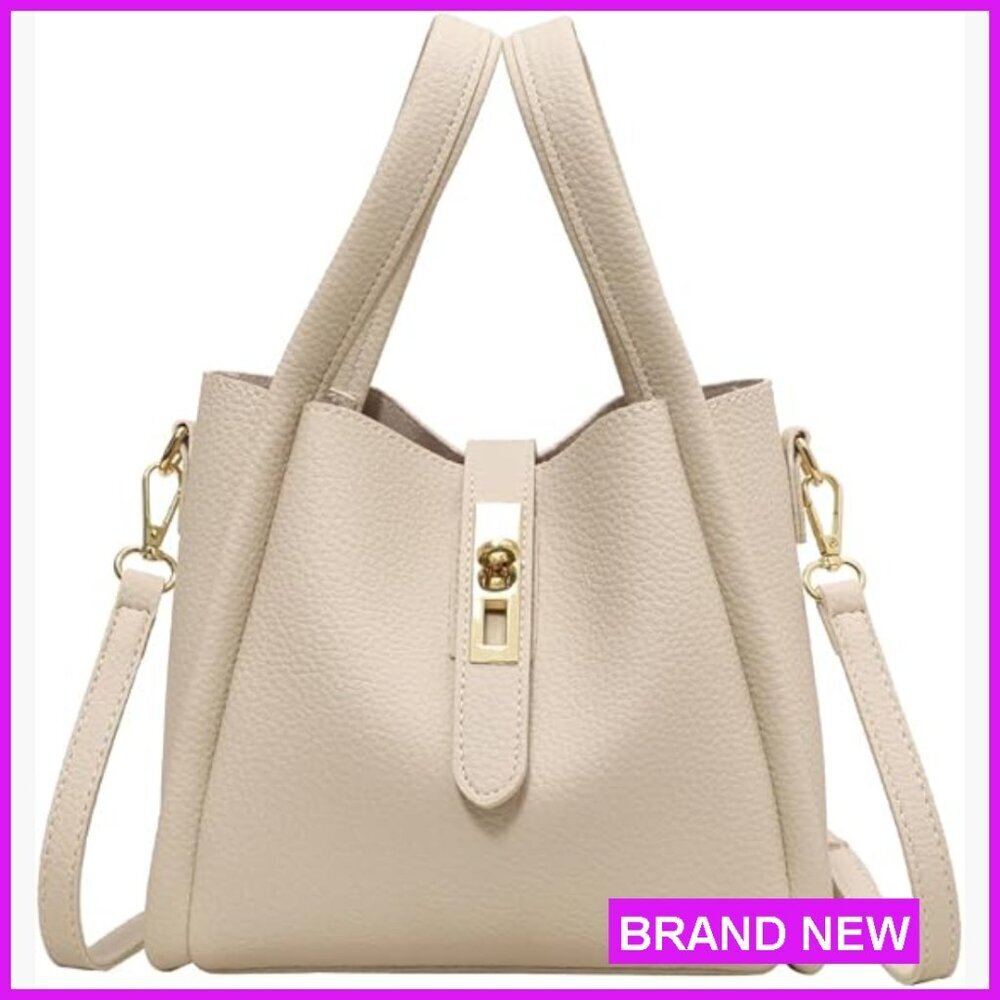 Faux Leather Crossbody Bucket Bag Vintage Shoulder Purse Small Handbag